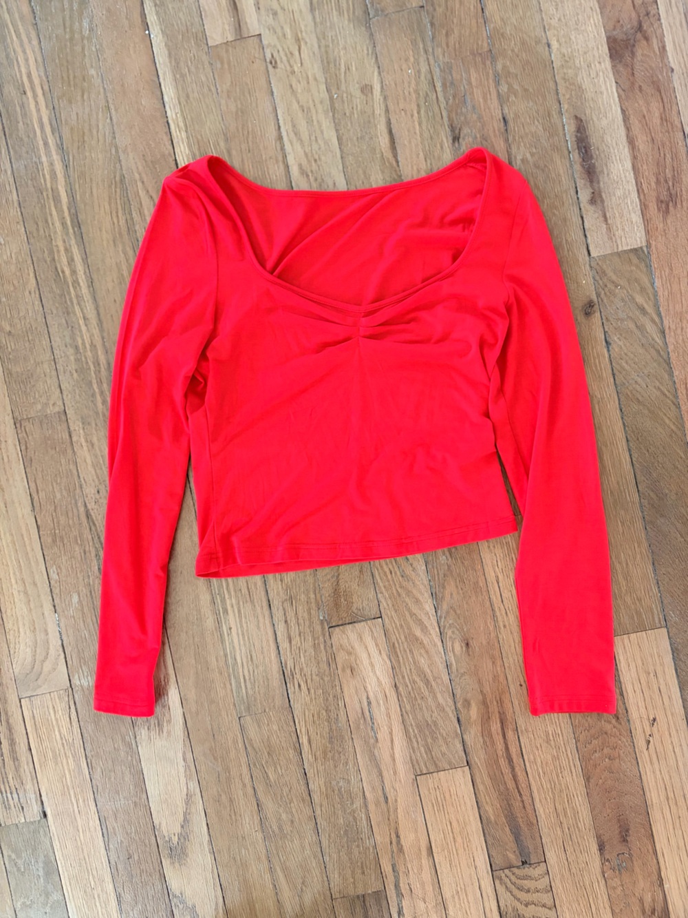 Bright Red Long Sleeve Crop Top